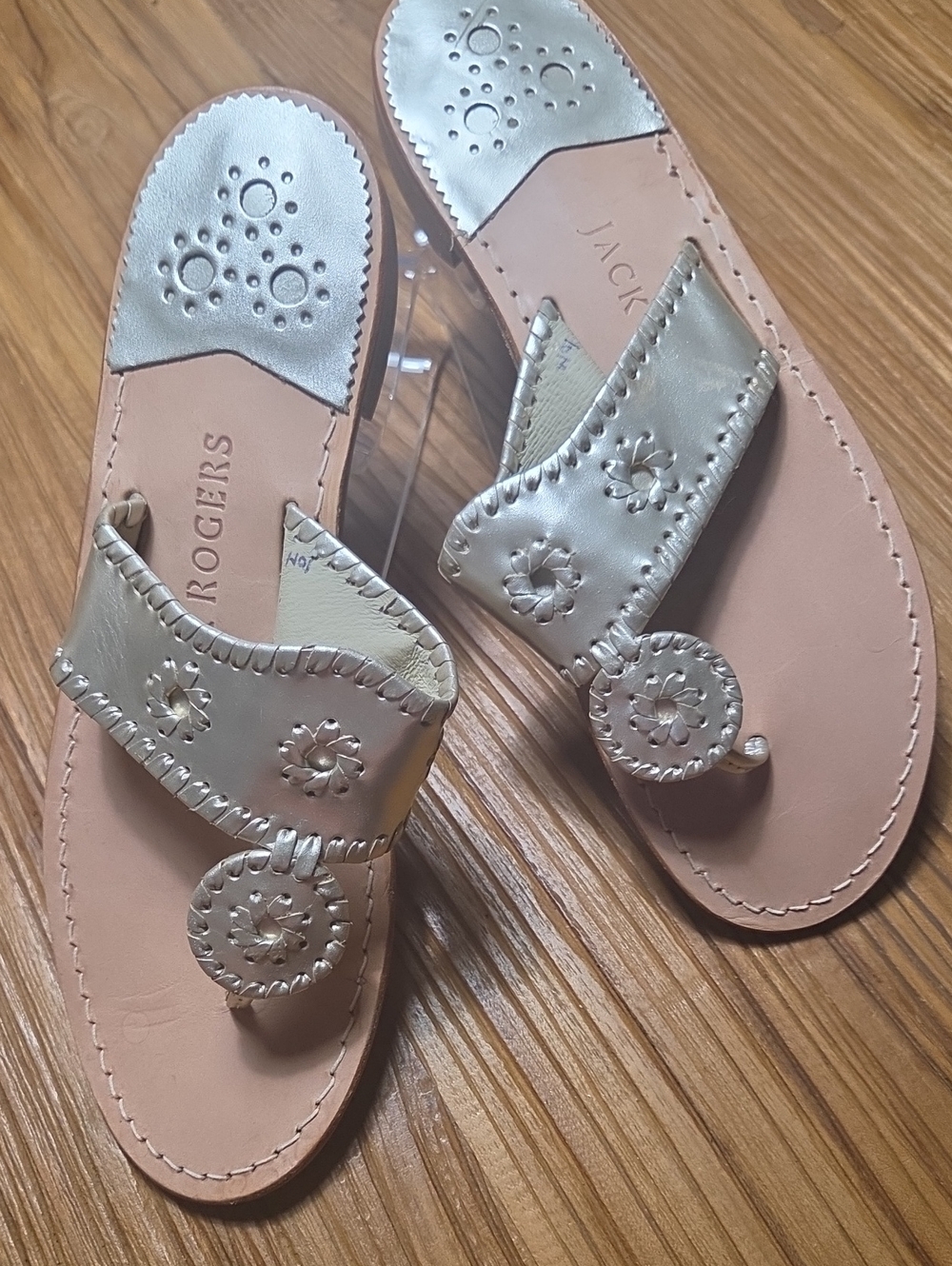 Jack Rogers Platinum  Whipstitched Rondelle Sandals